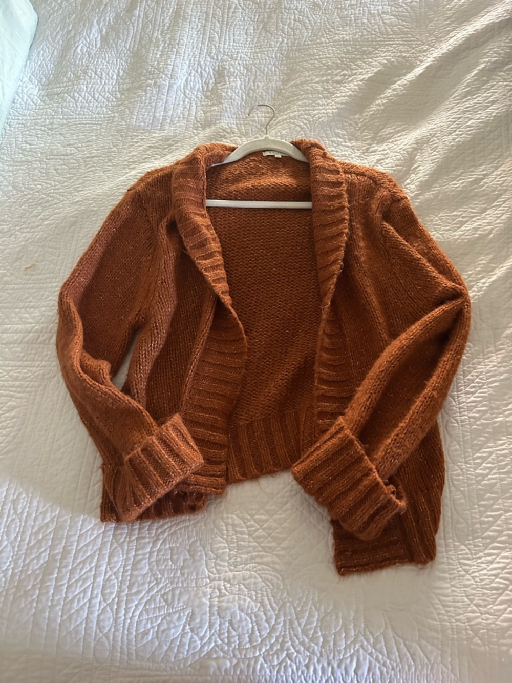 Z Supply Open-Front Knit Cardigan in Burnt Orange
